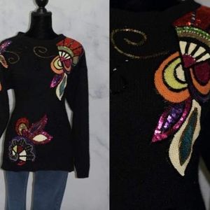 Lisa Ashley Original Black Silk Wool Sequenced Swe